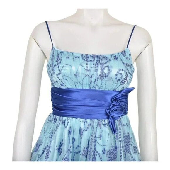 Beata Studio Dress Prom Grad Formal Blue Silver Size 5 - Picture 3 of 12